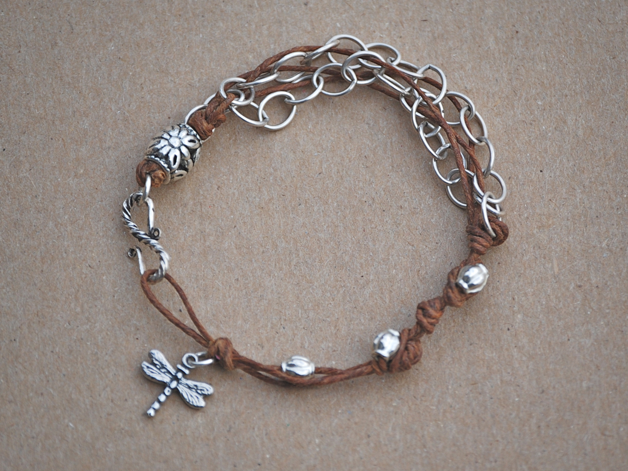 How to Make a Waxed Irish Linen  Sterling Silver Bracelet